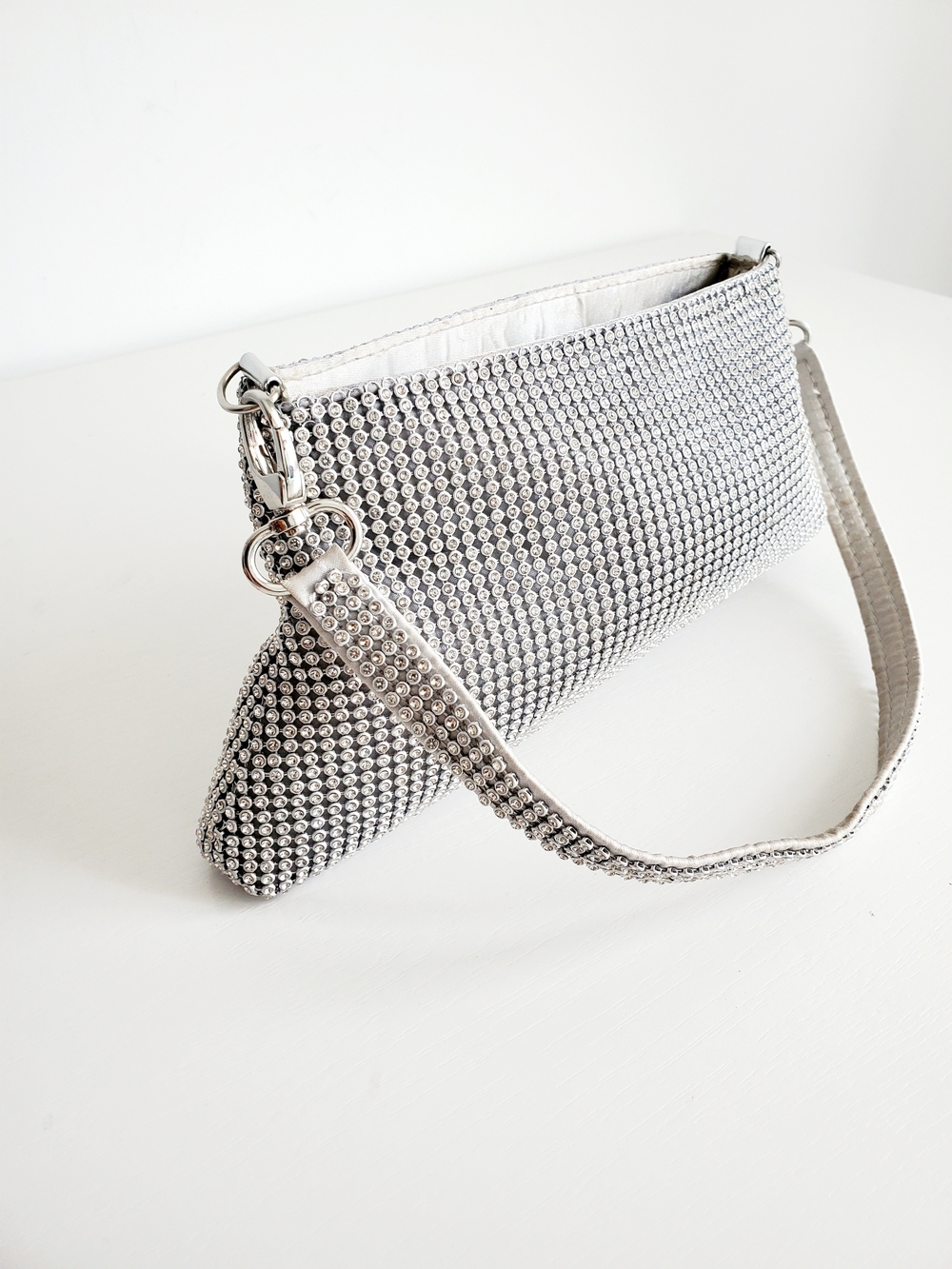 Silver Crystal Embellished Women’s Shoulder Bag